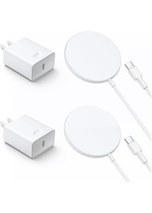  Charger Set ：Magnetic Wireless Charger & 20W PD USB C Charger-White