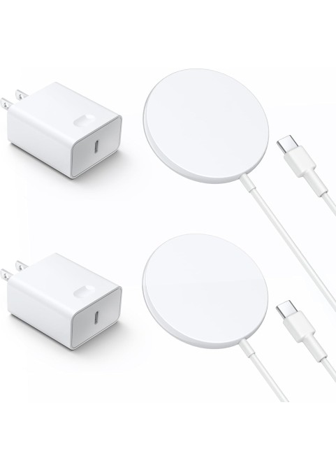  Charger Set ：Magnetic Wireless Charger & 20W PD USB C Charger-White