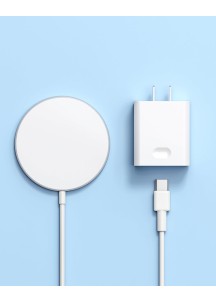  Charger Set ：Magnetic Wireless Charger & 20W PD USB C Charger-White