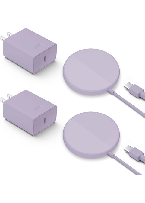  Charger Set ：Magnetic Wireless Charger & 20W PD USB C Charger-Purple