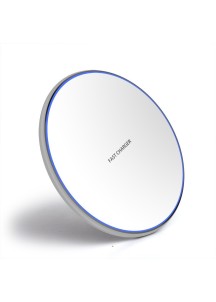 15W Universal Round Wireless Charger – White Gloss Surface