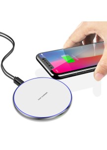 15W Universal Round Wireless Charger – White Aluminum alloy frame