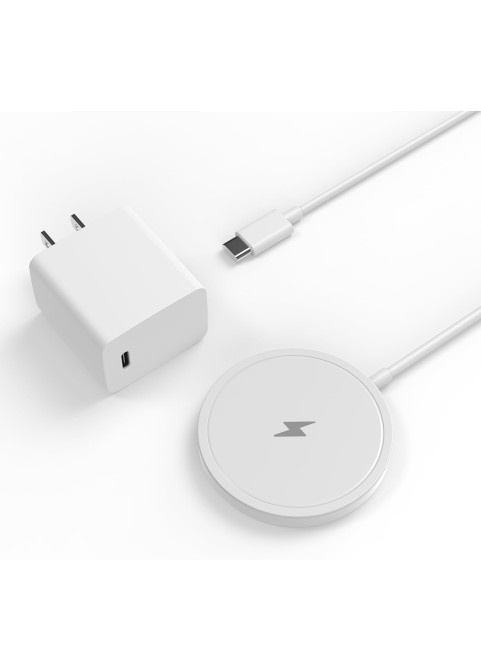 15W Colorful SnapCharge Wireless Charger-White with Adapter
