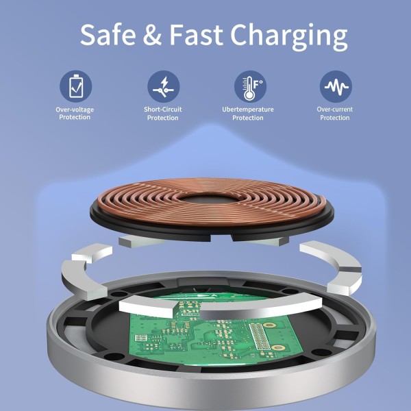 15W Magnetic Wireless Charger for iP - Basic Siver