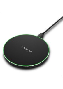 15W Universal Round Wireless Charger – Black Gloss Surface